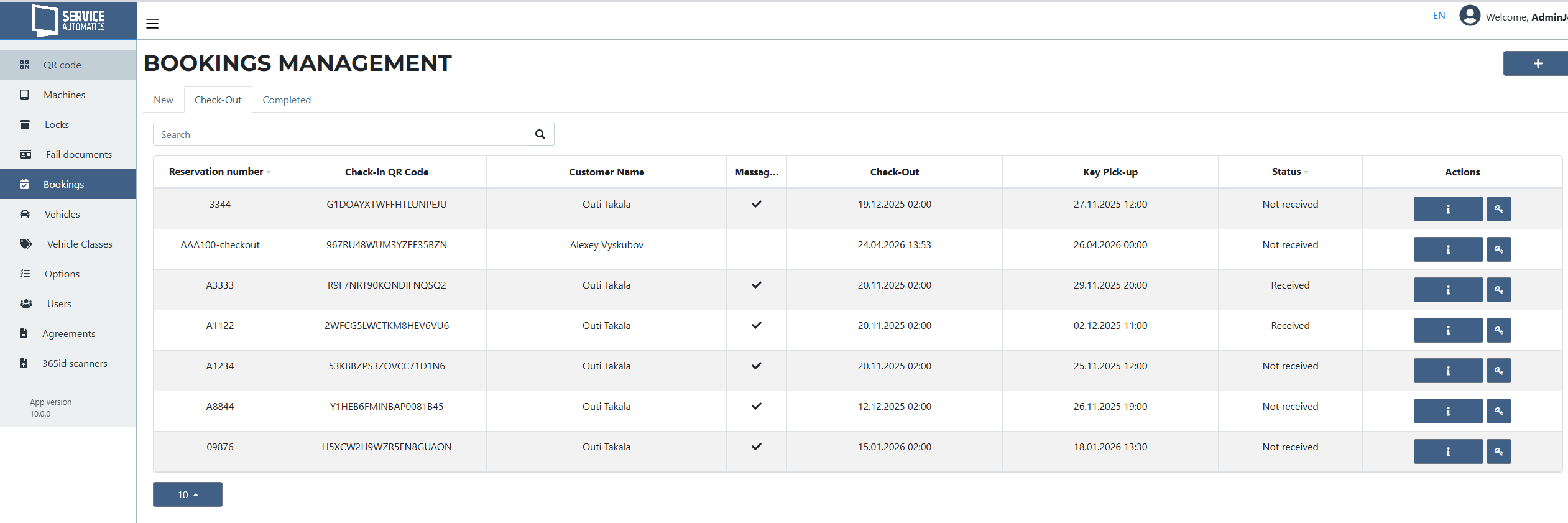 Service Cloud bookings management interface
